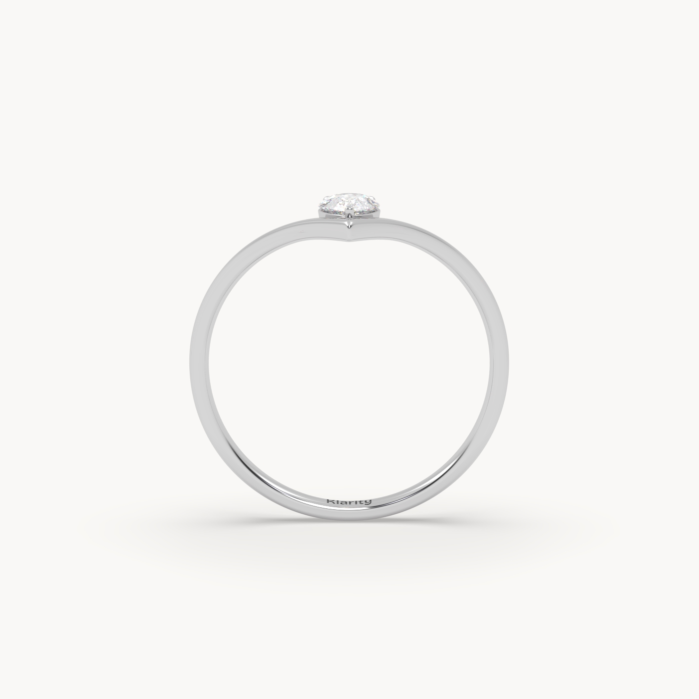 18k white gold  v shaped pear diamond engagement solitaire ring