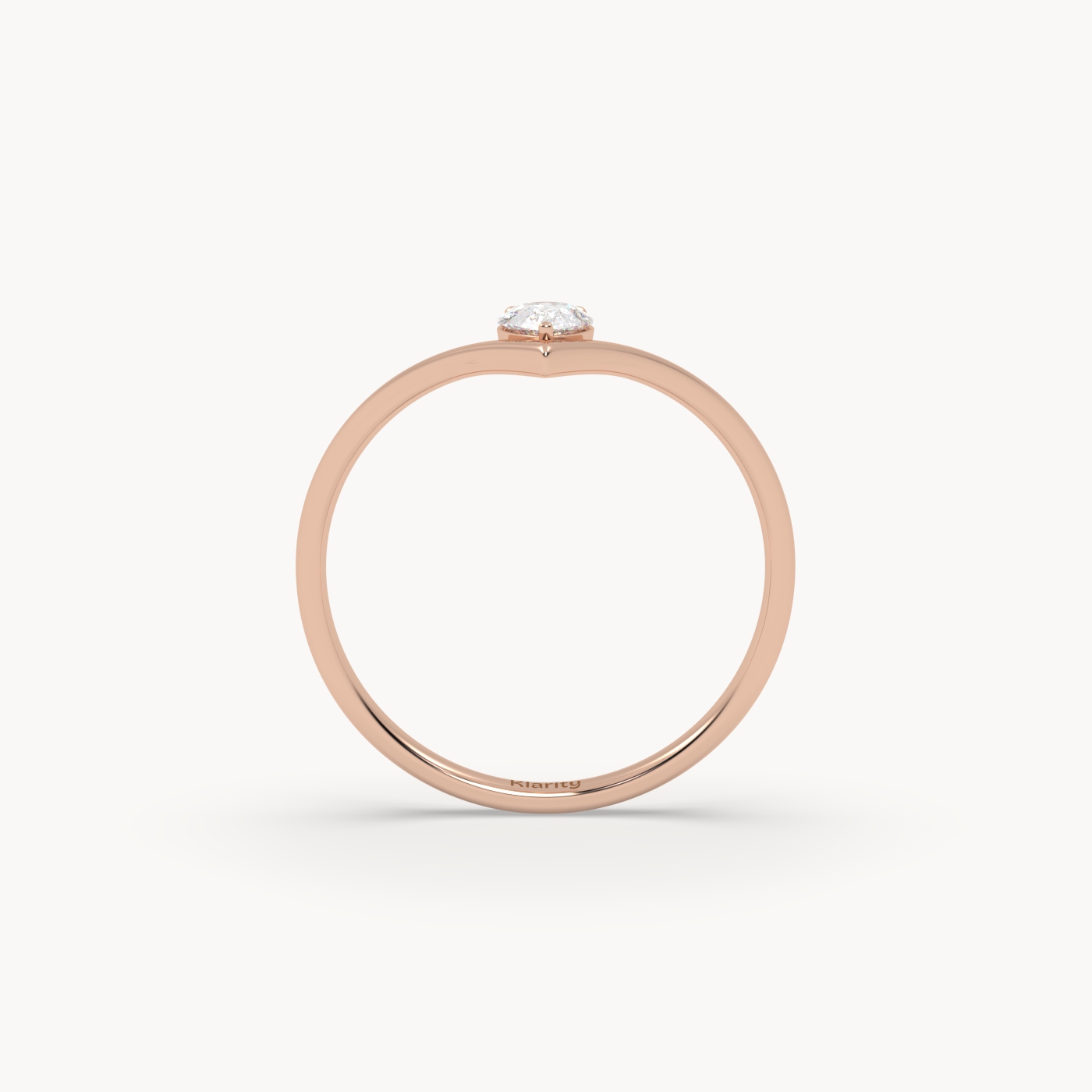 18k rose gold  v shaped pear diamond engagement solitaire ring
