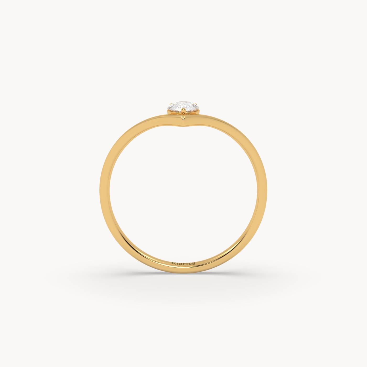 18k yellow gold v shaped pear diamond engagement solitaire ring