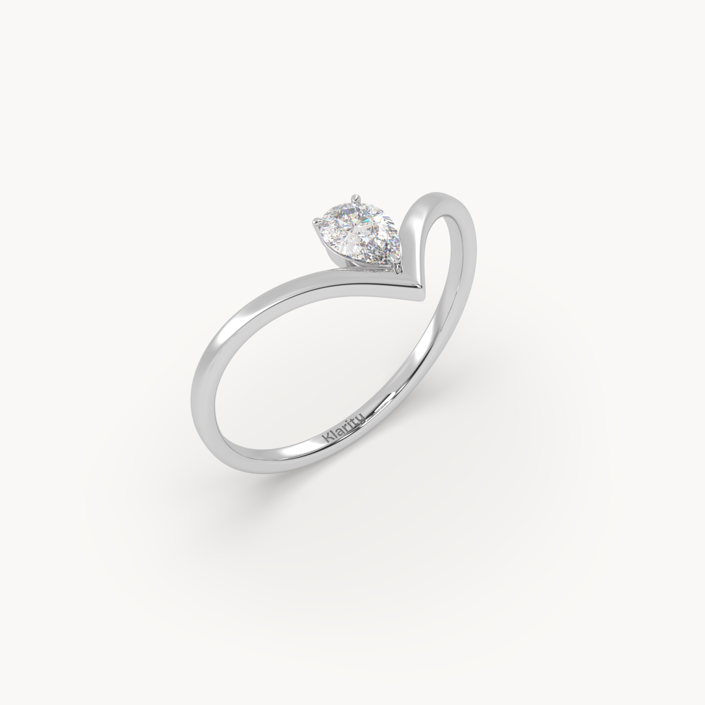 pt platinum v shaped pear diamond engagement solitaire ring