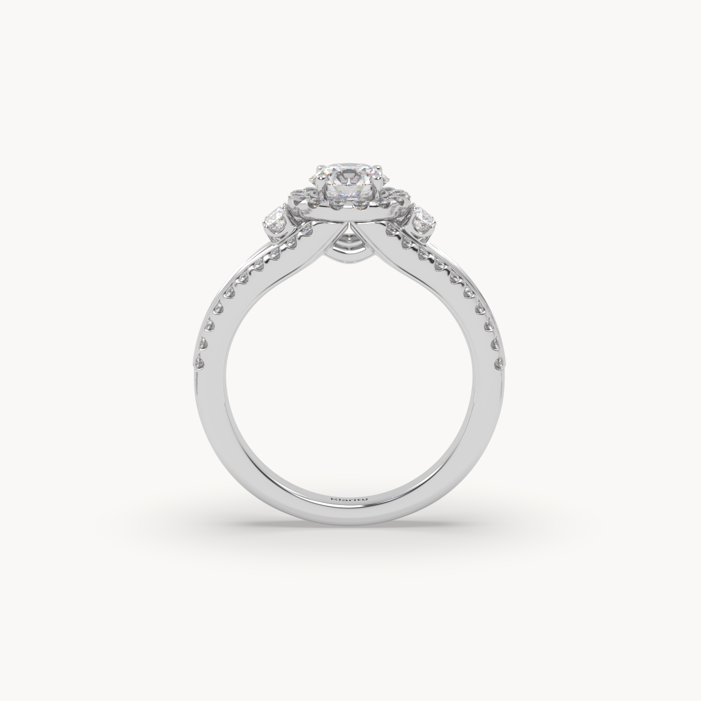 pt platinum  halo round diamond split-shank engagement ring – 0.60ct centre mount