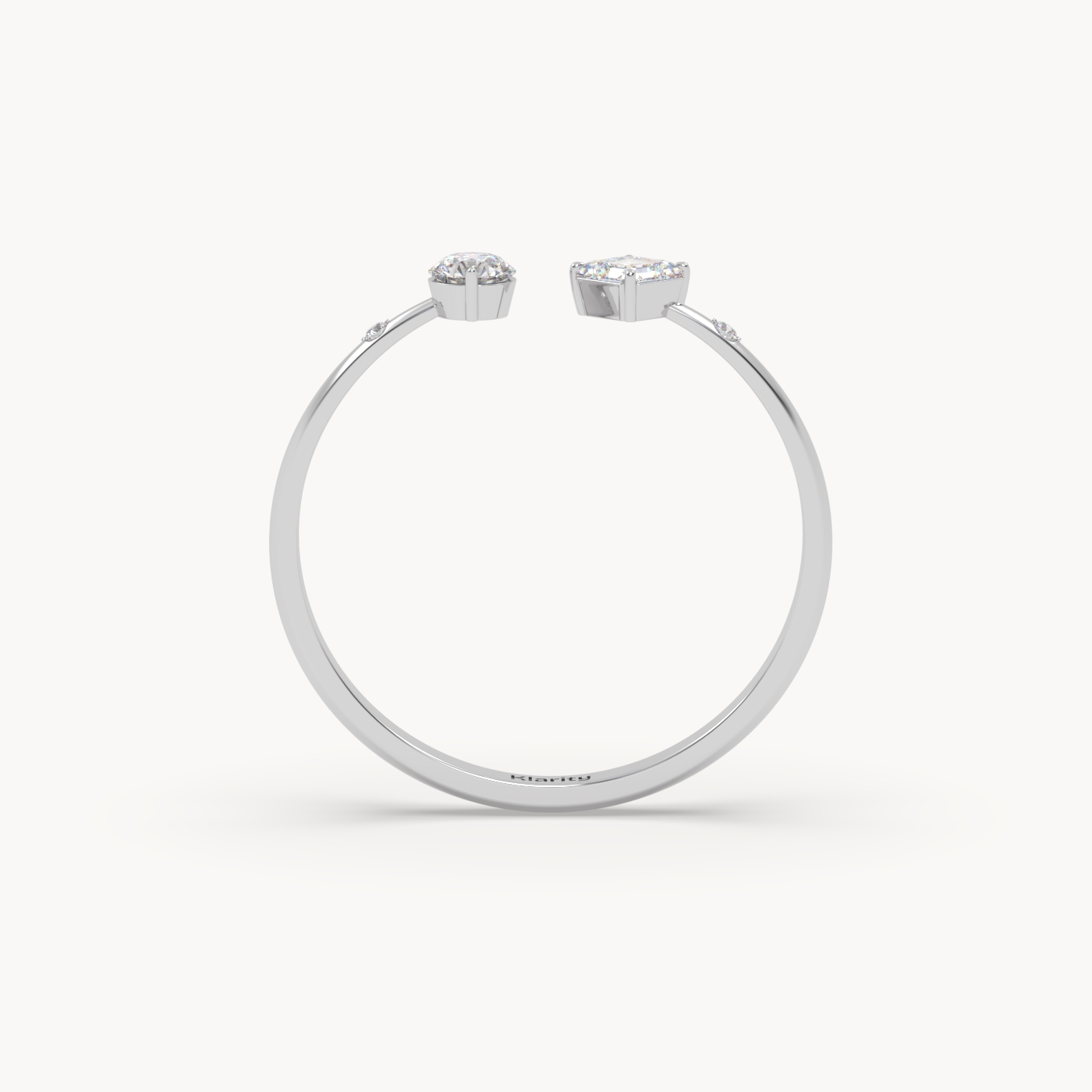 pt platinum two-stone open diamond ring with emerald-cut & round diamond