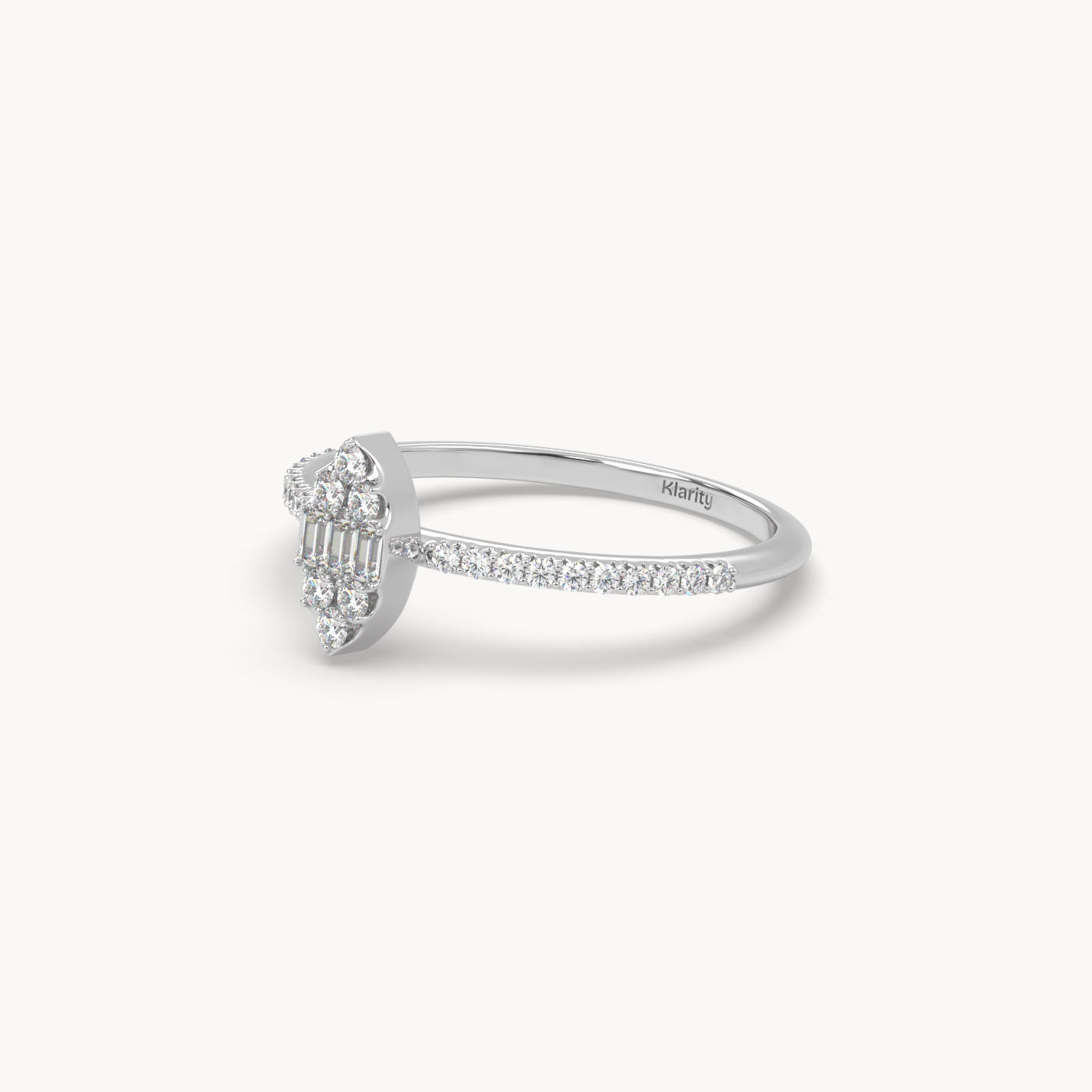 18k white gold  3 stone baguette cut diamond engagement ring
