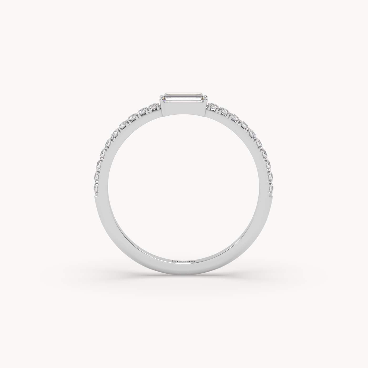 platinum  baguette solitaire diamond ring with pavé-set band – 0.22ct centre