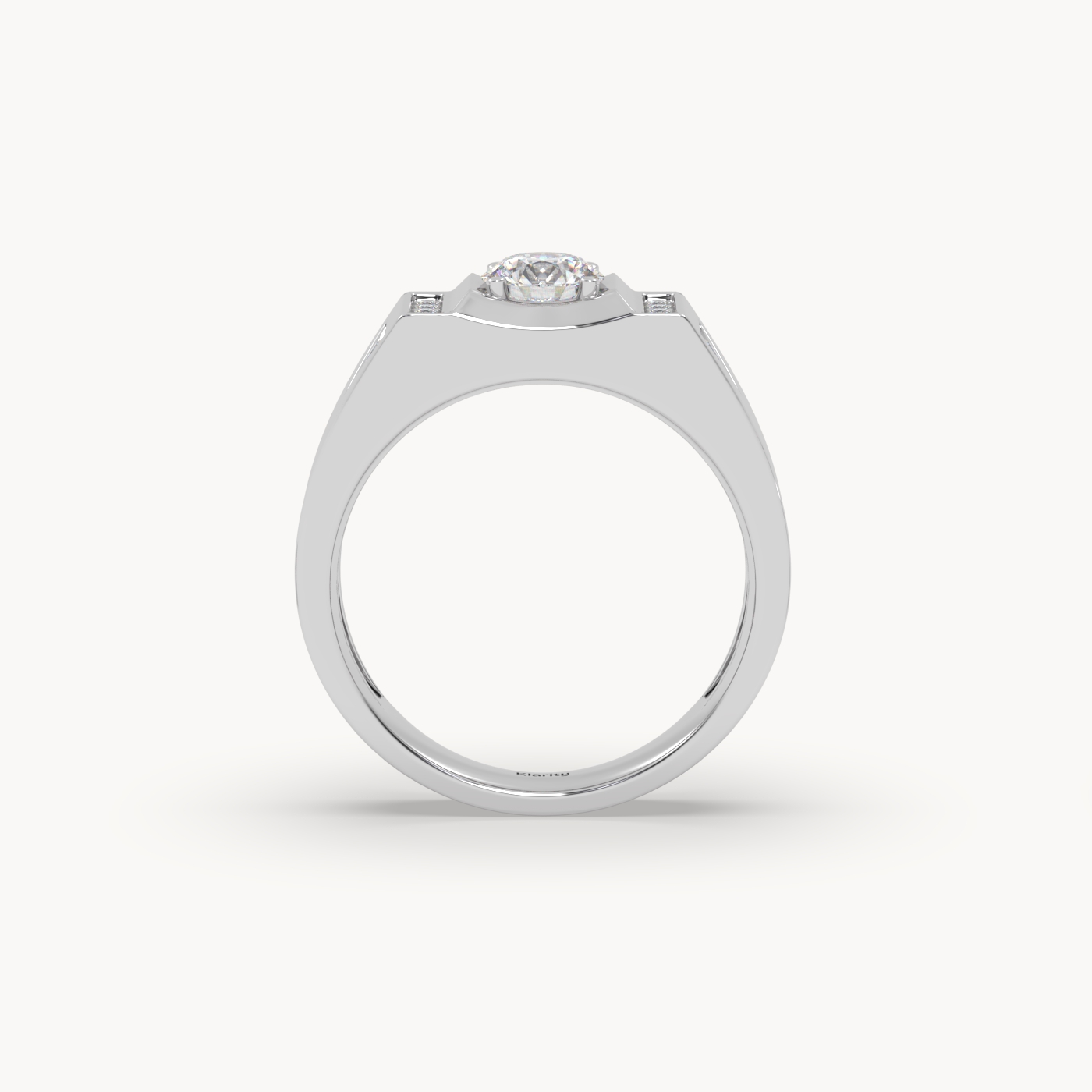 pt platinum  geometric diamond engagement ring – round centre with side accents