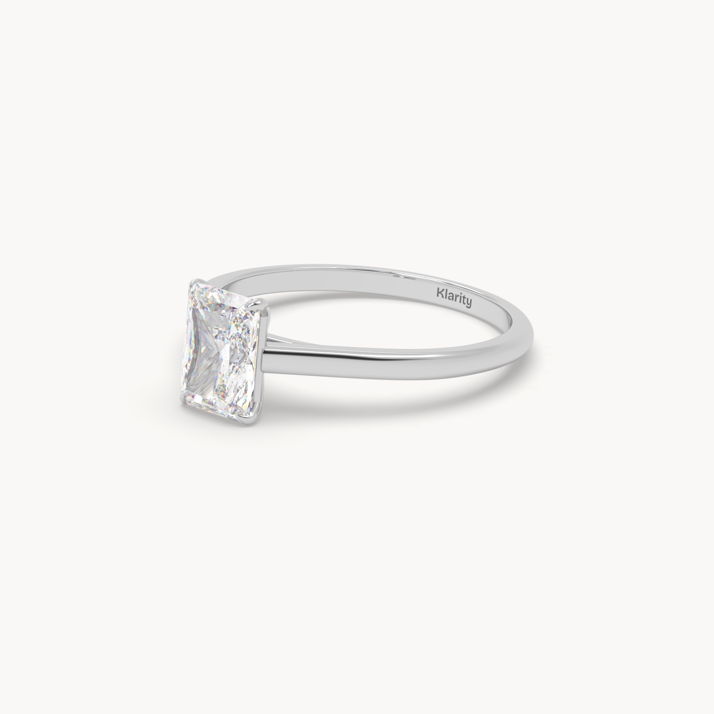 18k white gold  1.00 carat radiant cut diamond solitaire ring – brilliant geometry