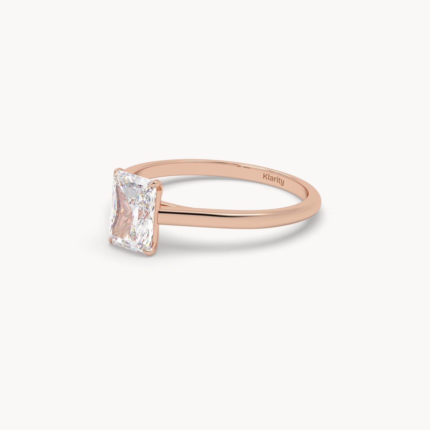 18k rose gold  1.00 carat radiant cut diamond solitaire ring – brilliant geometry