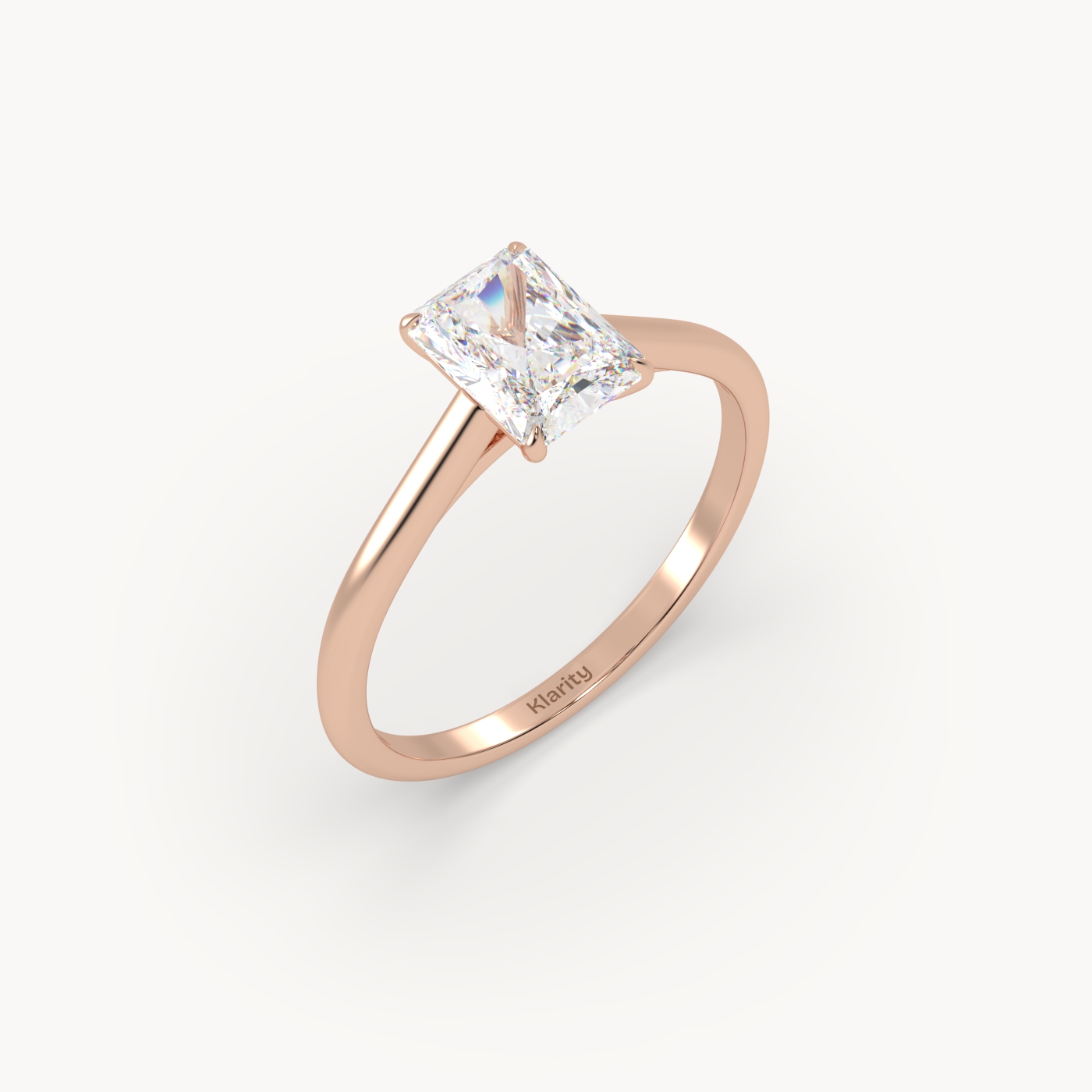 18k rose gold  1.00 carat radiant cut diamond solitaire ring – brilliant geometry