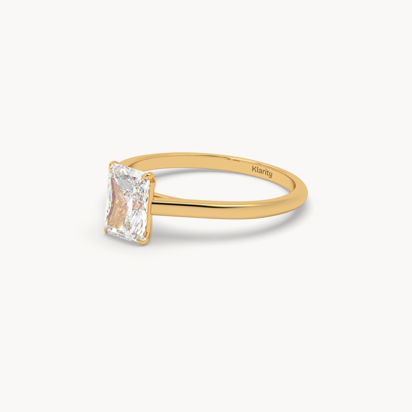 18k yellow gold  1.00 carat radiant cut diamond solitaire ring – brilliant geometry