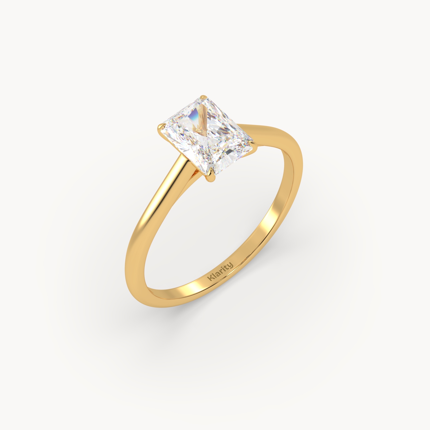 18k yellow gold  1.00 carat radiant cut diamond solitaire ring – brilliant geometry