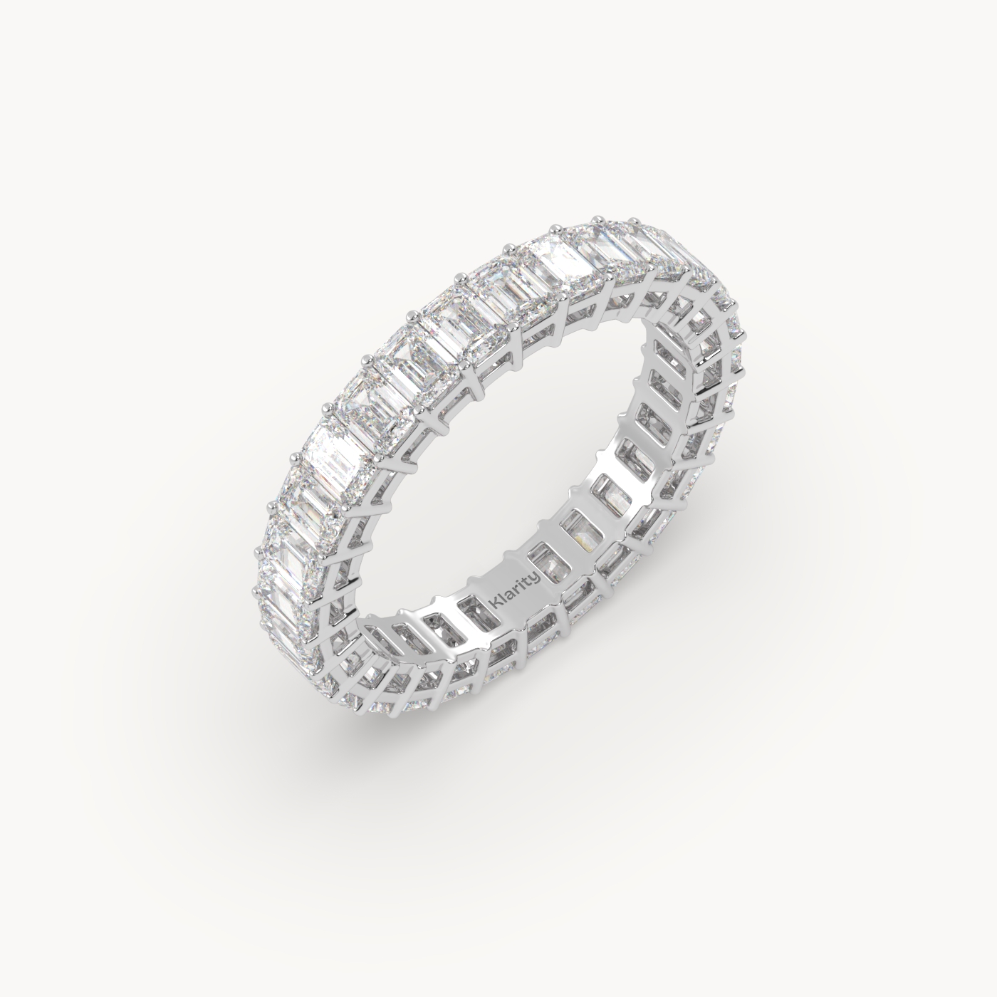 18k white gold  emerald cut diamond full eternity ring – 2.97 tcw | timeless statement band