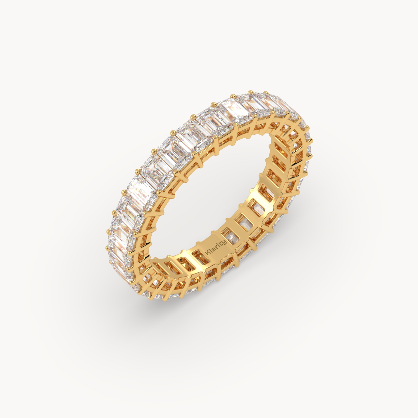 18k yellow gold  emerald cut diamond full eternity ring – 2.97 tcw | timeless statement band
