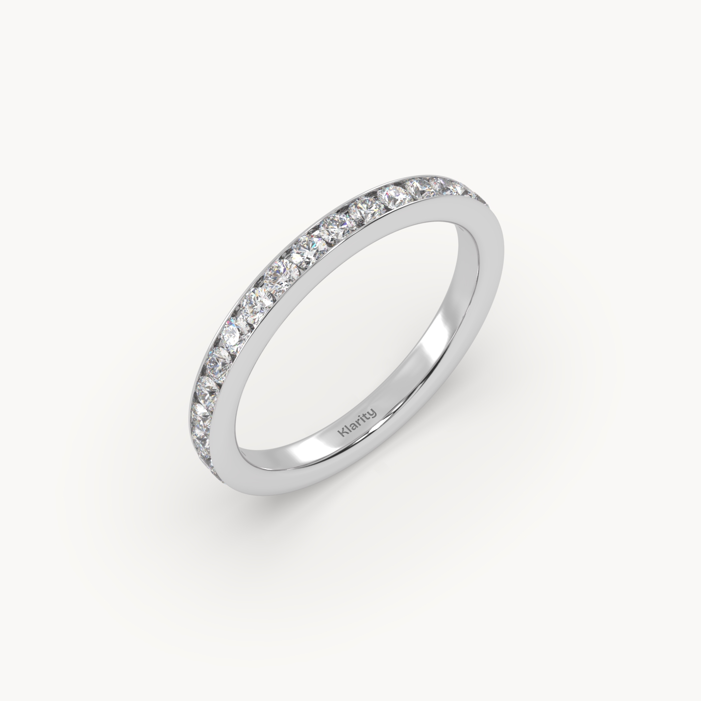 18k white gold  round diamond full eternity wedding band – 0.96 tcw classic luxury