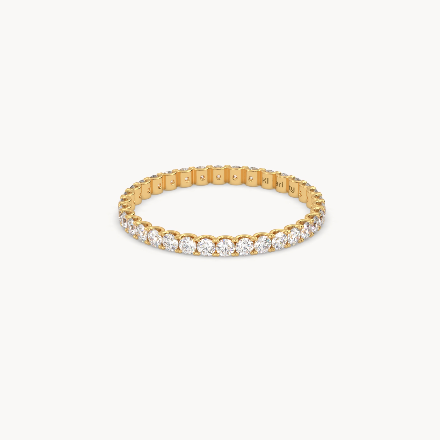 18k yellow gold  delicate round diamond full eternity ring – 0.74 tcw minimalist wedding band
