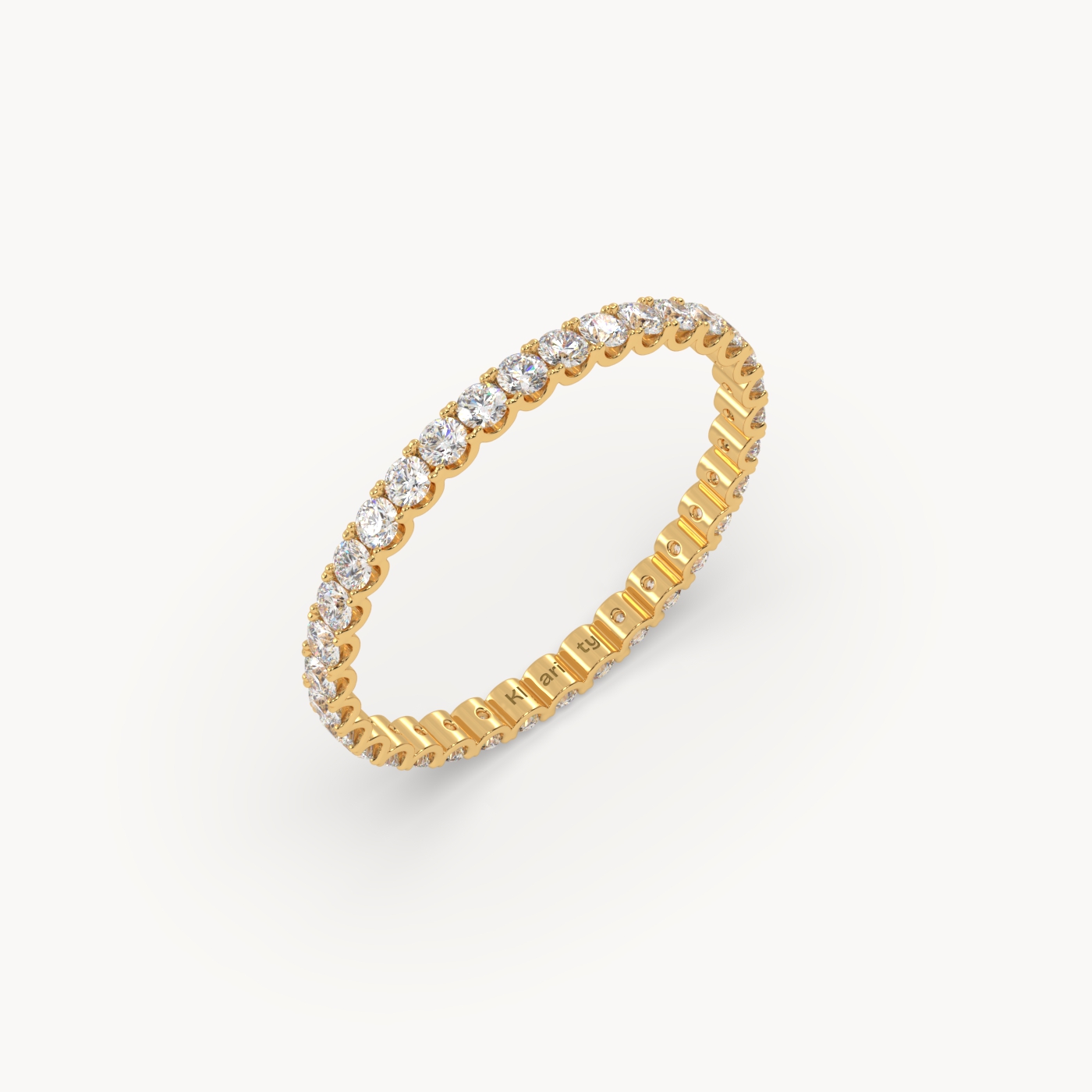 18k yellow gold  delicate round diamond full eternity ring – 0.74 tcw minimalist wedding band