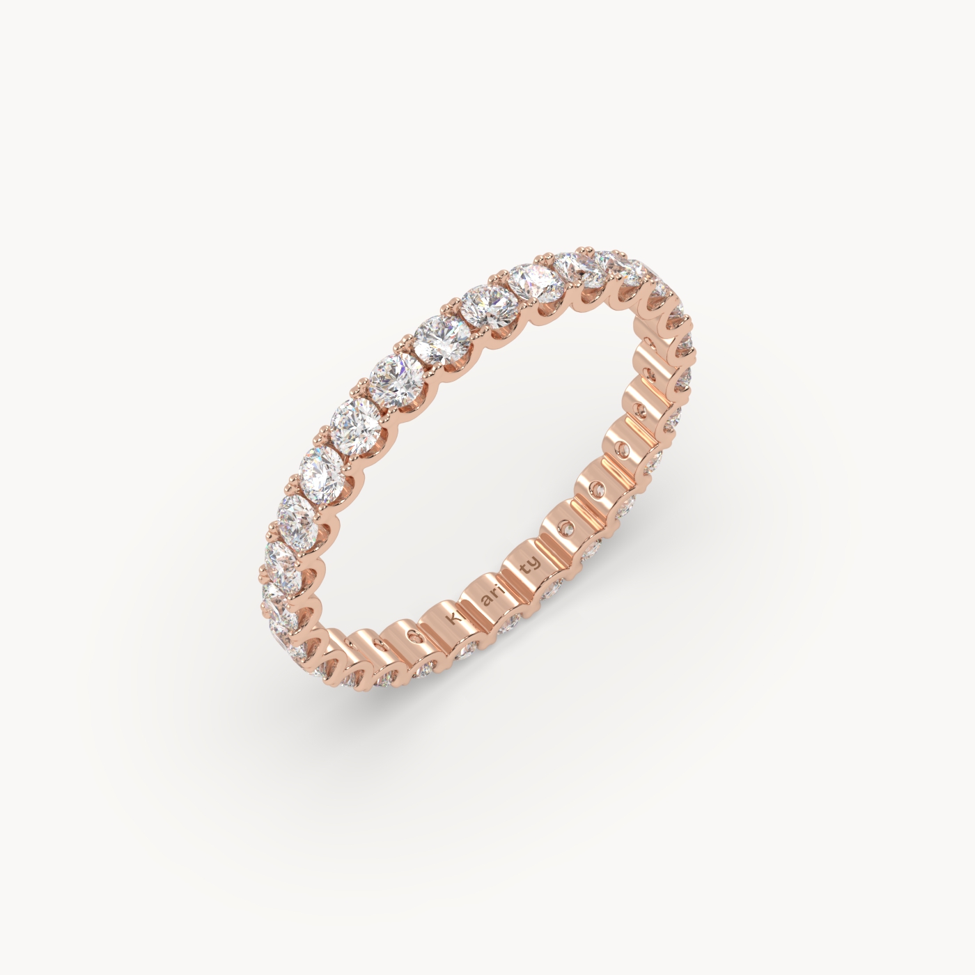 18k rose gold  bold round diamond full eternity ring – 1.26 tcw statement wedding band